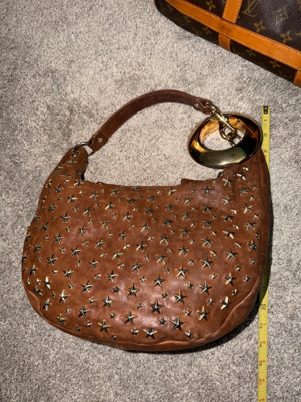 Jimmy Choo Star-Studded Brown Leather Shoulder Bag - Picture 13 of 14